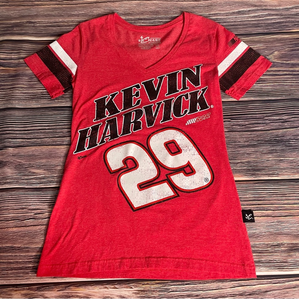 NASCAR Kevin Harvick #29 Jersey V-neck T-Shirt Chase Authentics Women’s Sz Small